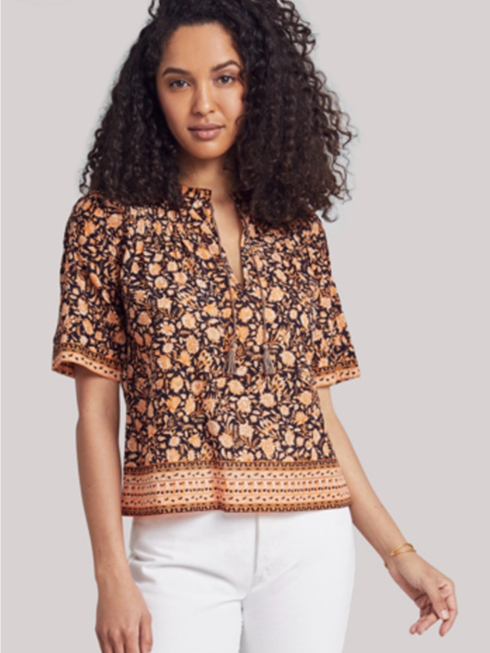 Faherty Organic Cotton Floral Boho Blouse XS